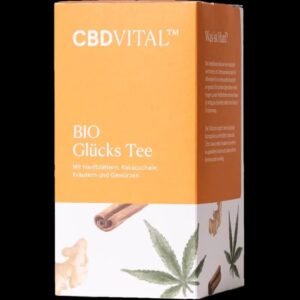 CBD Vital Organic Happiness TeaAromatic herbal tea for inner harmony and moments of pleasure.
CBD -Vital's CBD Happiness Tea combines hemp leaves, cocoa shells, ginger, and aromatic spices into a unique tea blend. Spicy, warming, and soothing – for a good feeling and little moments of happiness in everyday life.