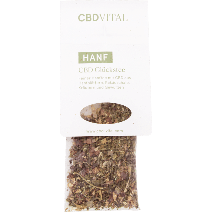 CBD Vital Organic Happiness TeaAromatic herbal tea for inner harmony and moments of pleasure.
CBD -Vital's CBD Happiness Tea combines hemp leaves, cocoa shells, ginger, and aromatic spices into a unique tea blend. Spicy, warming, and soothing – for a good feeling and little moments of happiness in everyday life. - Image 3